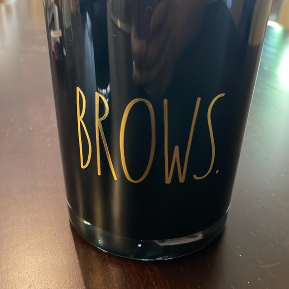 Rae Dunn, set of 2 “Brows” and “Lips” black glass holders - Picture 2 of 7